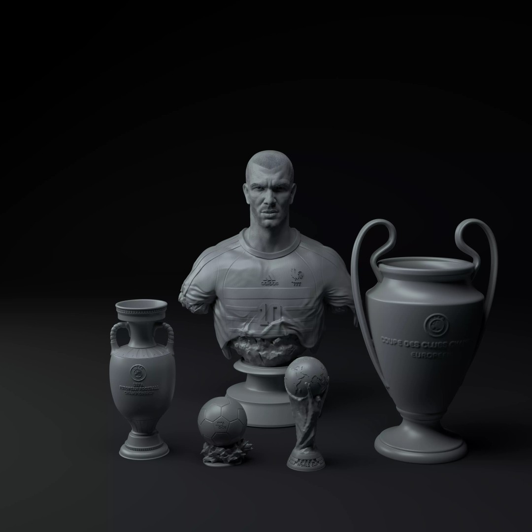 Zinedine Zidane 3D Model – Premium Trophy Diorama for Printing - View 3
