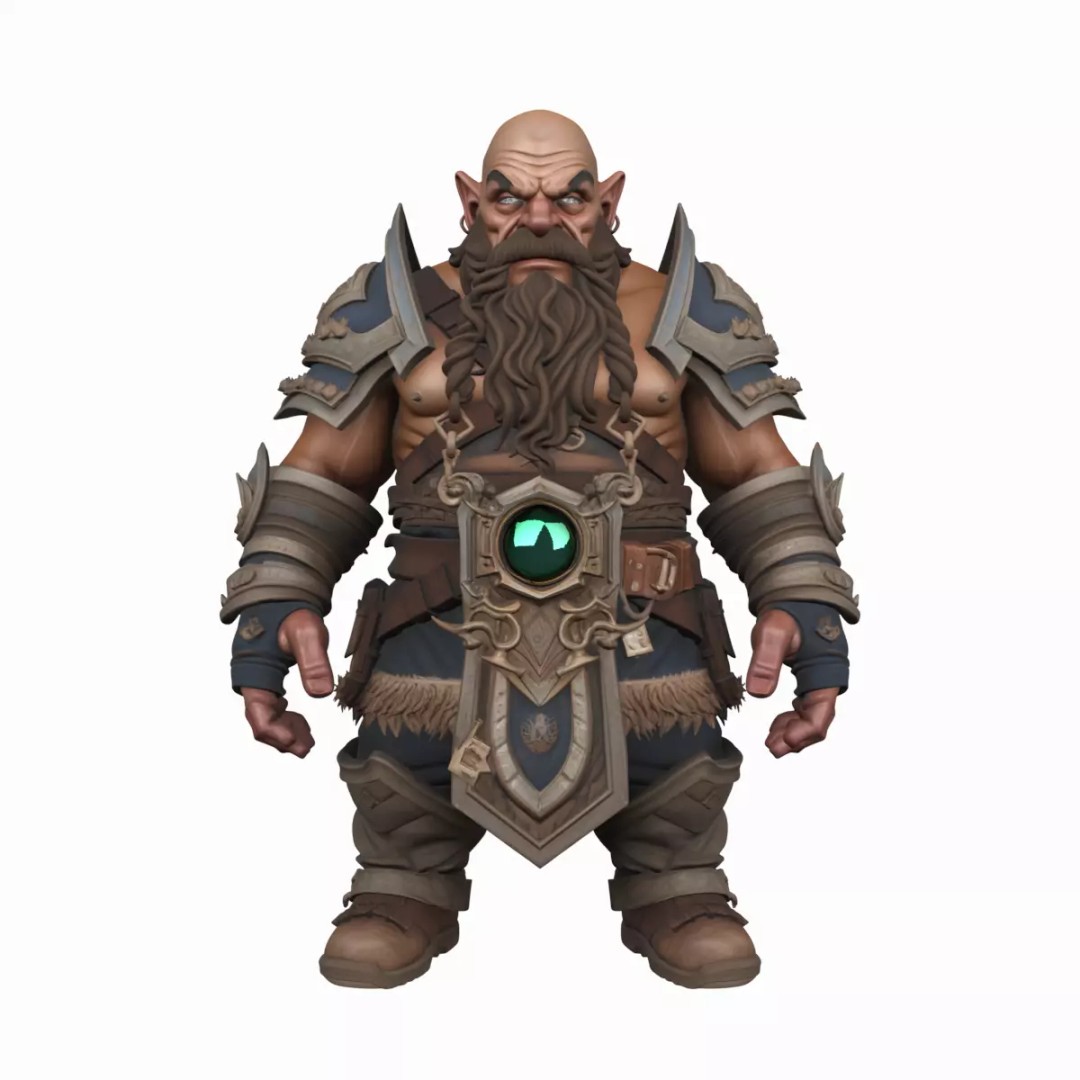 Dwarf Stonekeeper 3D Model – Majestic Character with PBR Textures, FBX - View 2