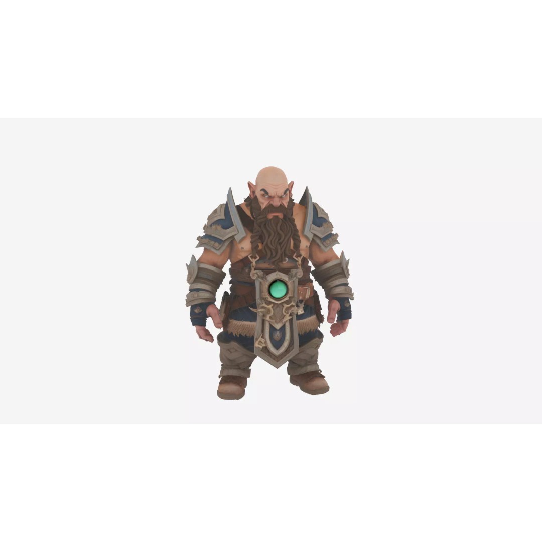 Dwarf Stonekeeper 3D Model – Majestic Character with PBR Textures, FBX - View 3