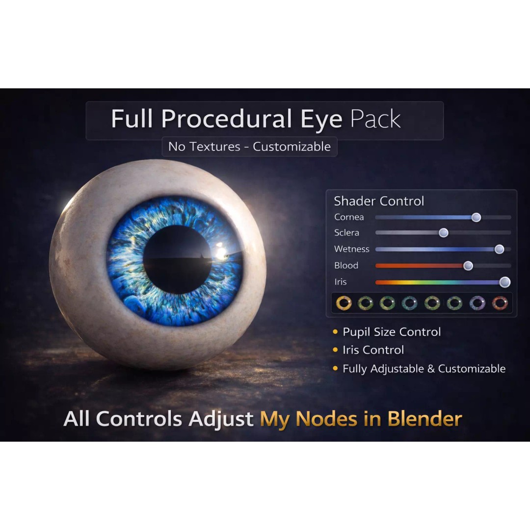 Blue Eye 3D Model – Procedural 4K Realistic Shader for Characters - View 2
