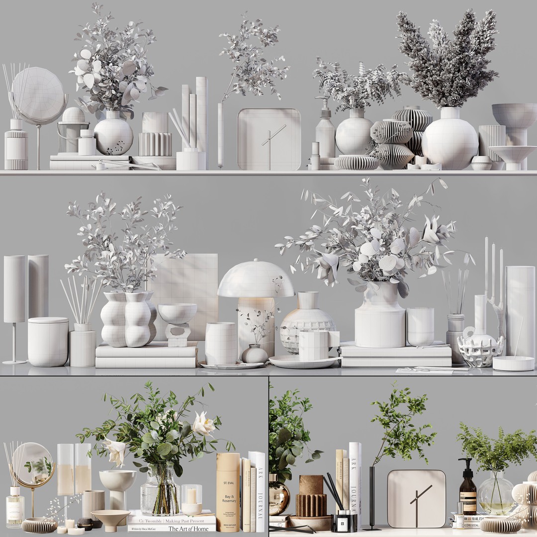 Decorative Set 223 3D Model – Low Poly Architectural Decoration, FBX, OBJ
