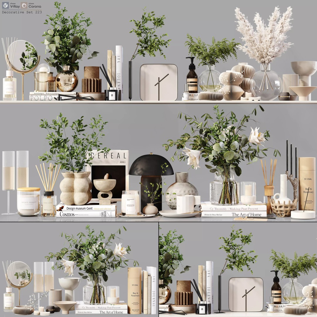 Decorative Set 223 3D Model – Low Poly Architectural Decoration, FBX, OBJ - View 2