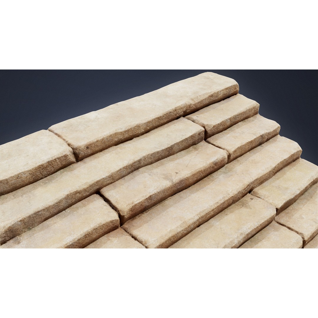 Ancient Temple Stairs 3D Model – Low Poly Game Asset, FBX - View 8