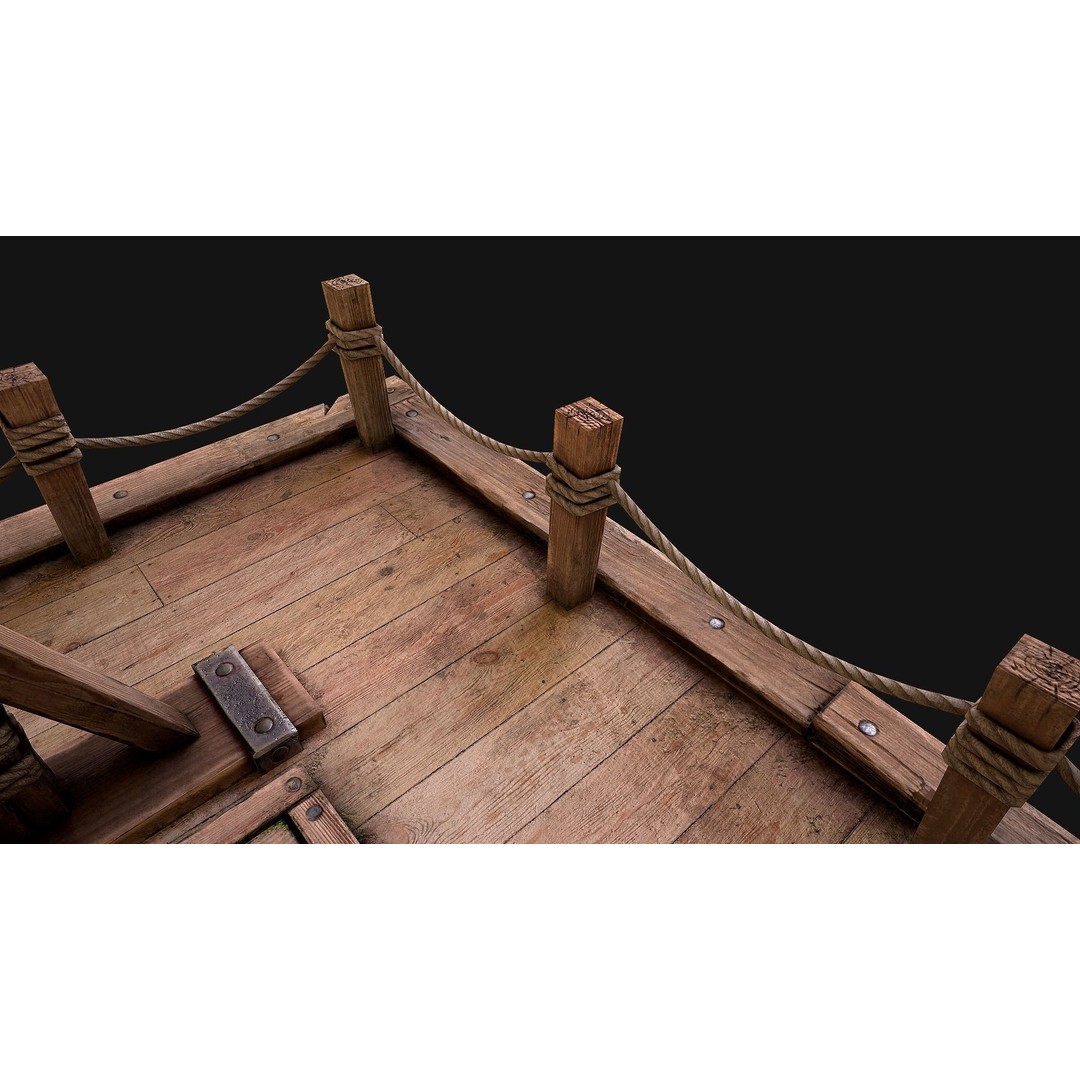 Medieval Gallows Podium Torture 3D Model – Low Poly Game Asset, FBX - View 18