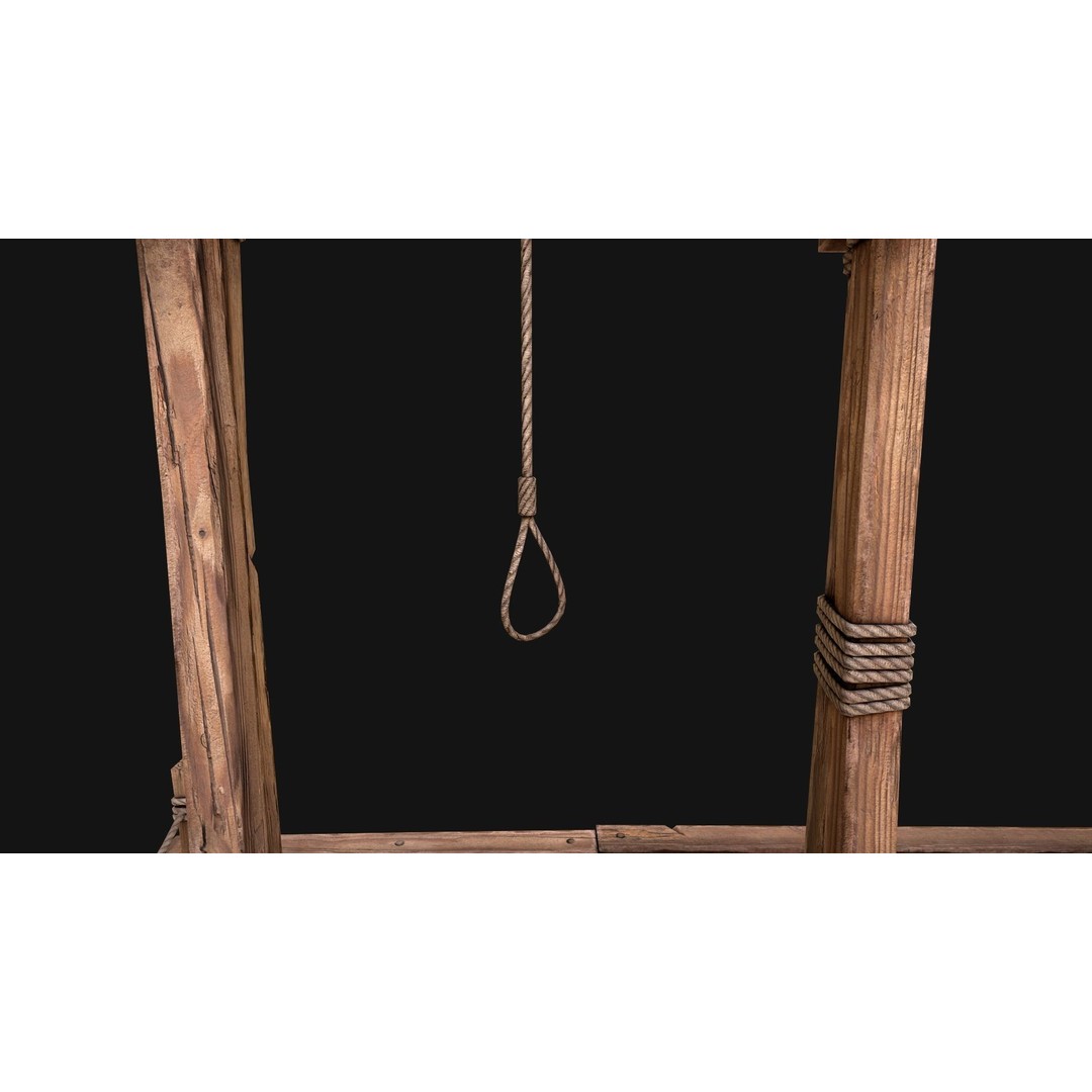Medieval Gallows Podium Torture 3D Model – Low Poly Game Asset, FBX - View 22