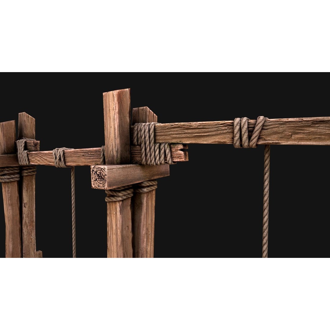Medieval Gallows Podium Torture 3D Model – Low Poly Game Asset, FBX - View 23