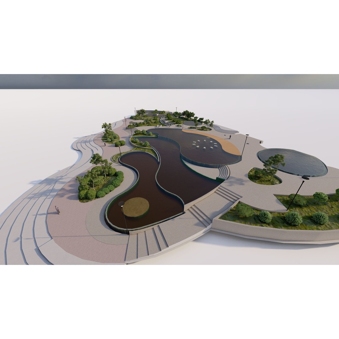 Private Park Landscape 3D Model – Modern Outdoor Environment, FBX - View 12