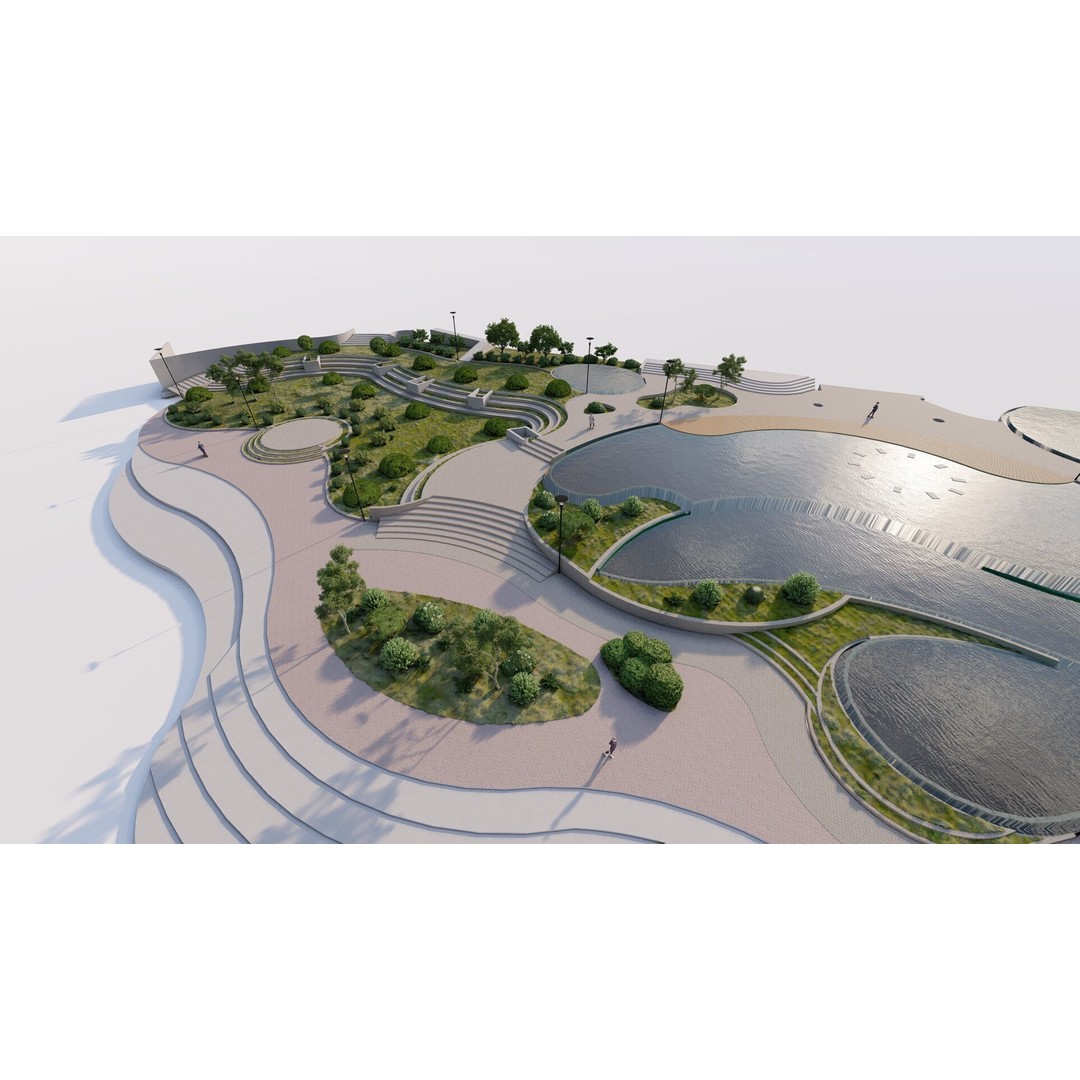 Private Park Landscape 3D Model – Modern Outdoor Environment, FBX - View 13
