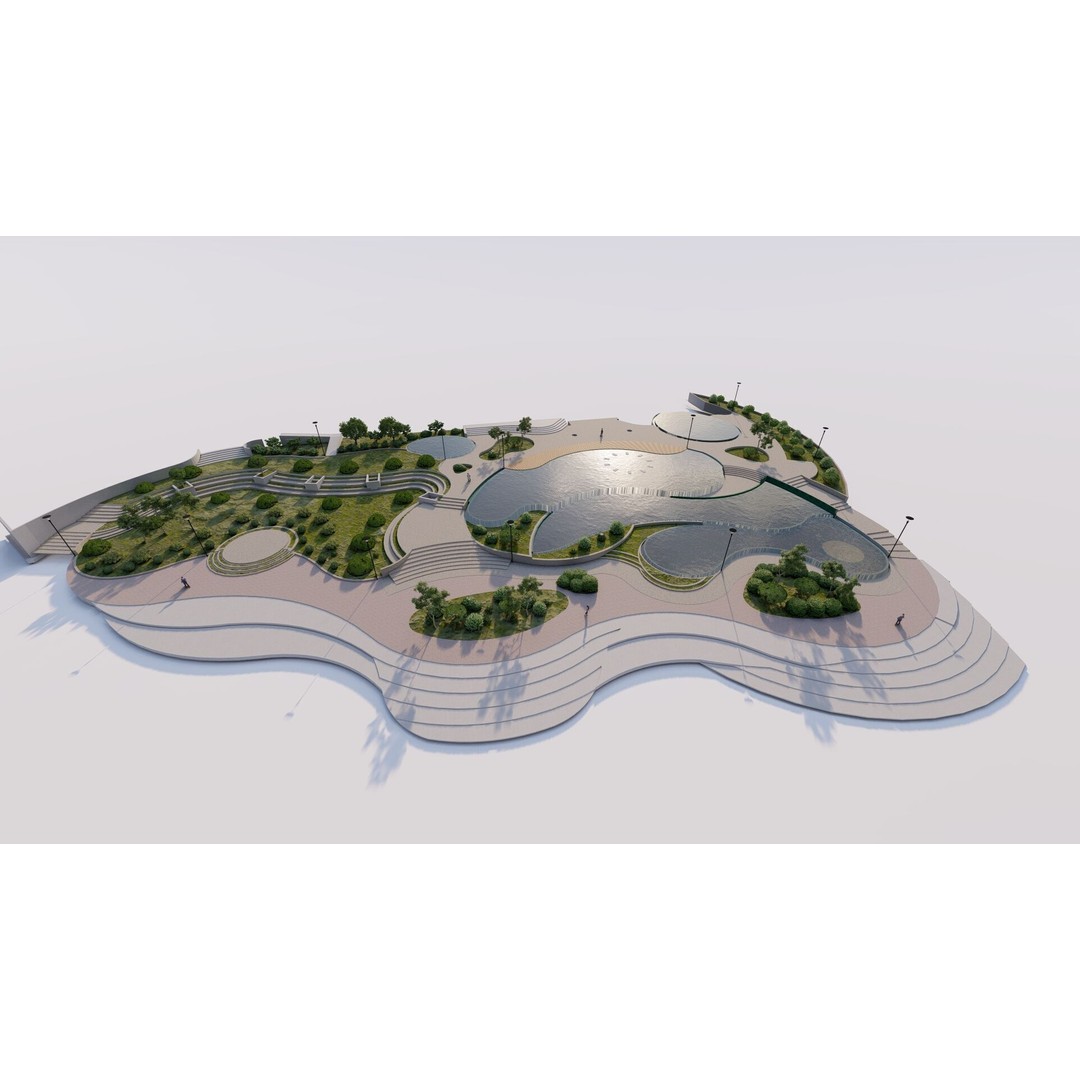 Private Park Landscape 3D Model – Modern Outdoor Environment, FBX - View 14