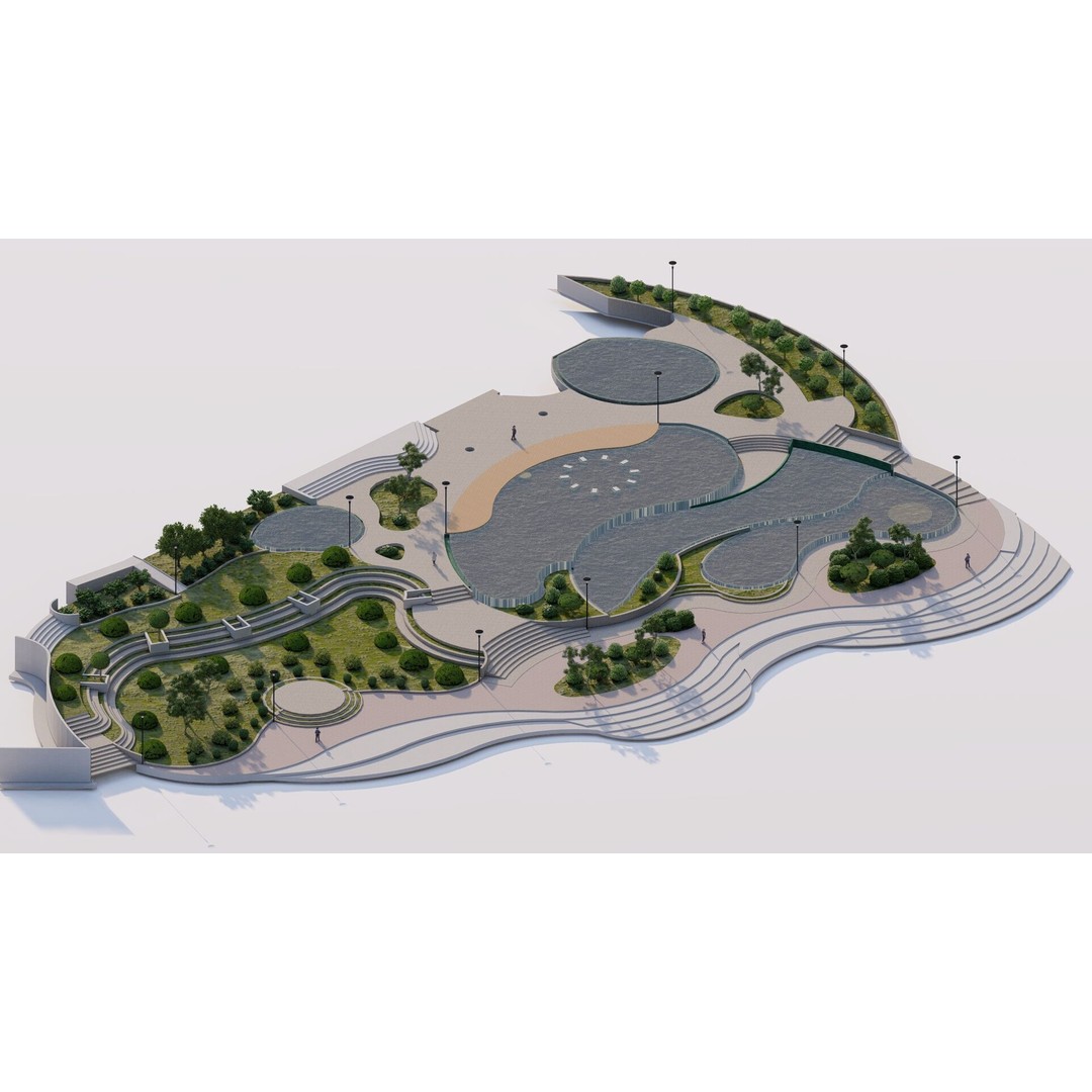 Private Park Landscape 3D Model – Modern Outdoor Environment, FBX - View 15