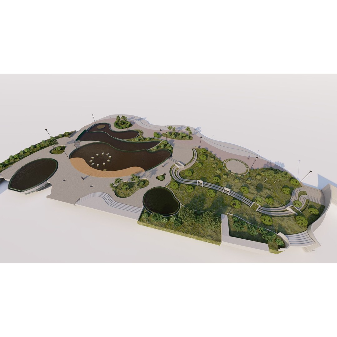 Private Park Landscape 3D Model – Modern Outdoor Environment, FBX - View 16
