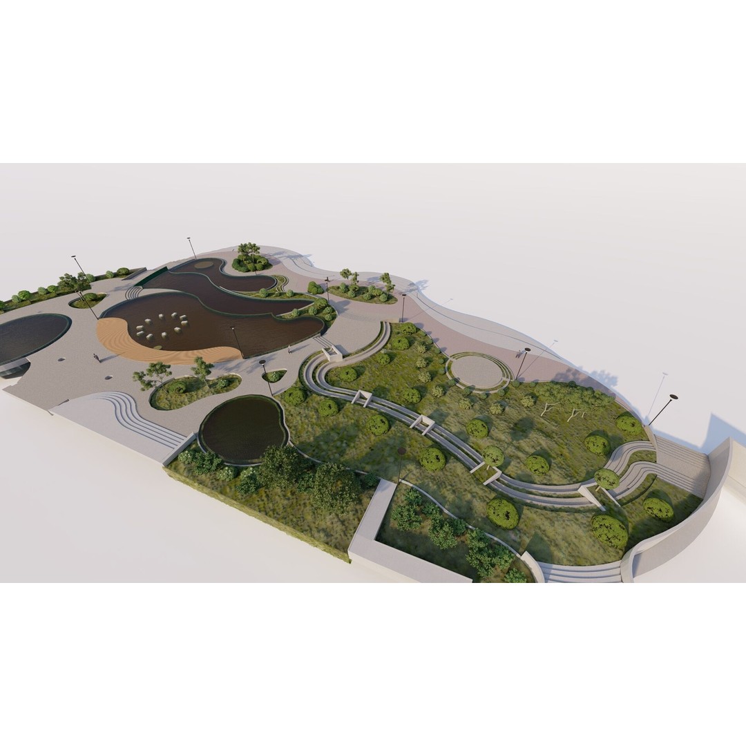 Private Park Landscape 3D Model – Modern Outdoor Environment, FBX - View 18