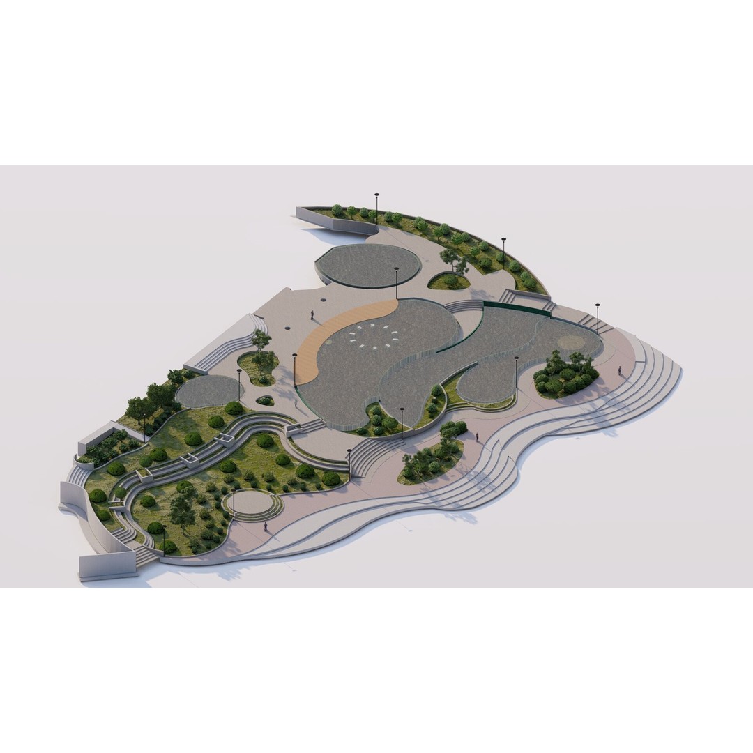 Private Park Landscape 3D Model – Modern Outdoor Environment, FBX - View 19
