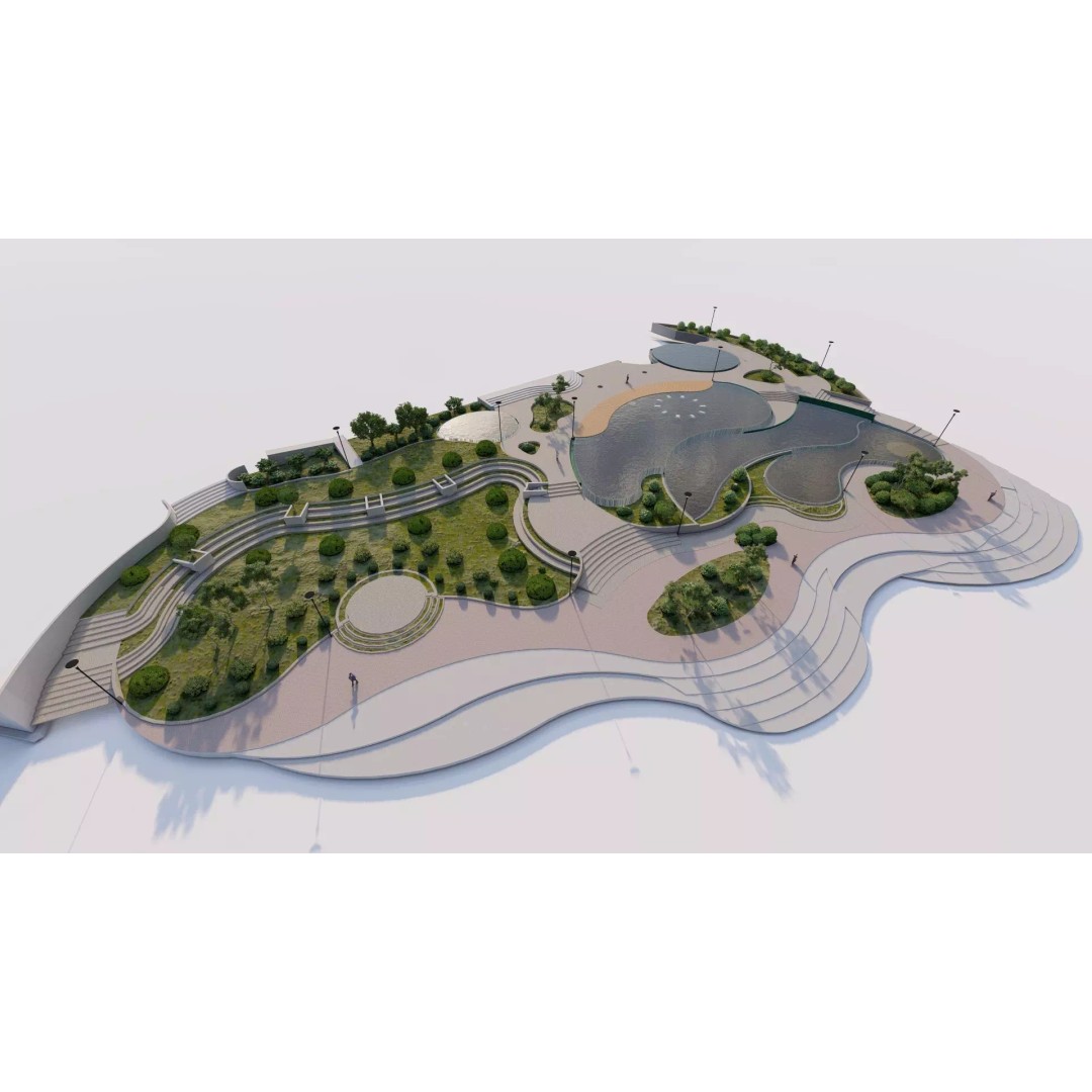 Private Park Landscape 3D Model – Modern Outdoor Environment, FBX - View 2