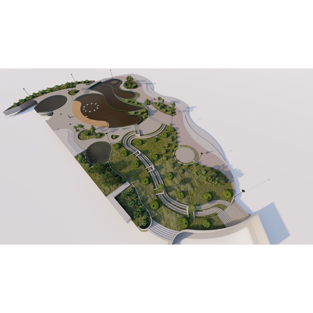 Private Park Landscape 3D Model – Modern Outdoor Environment, FBX - View 20