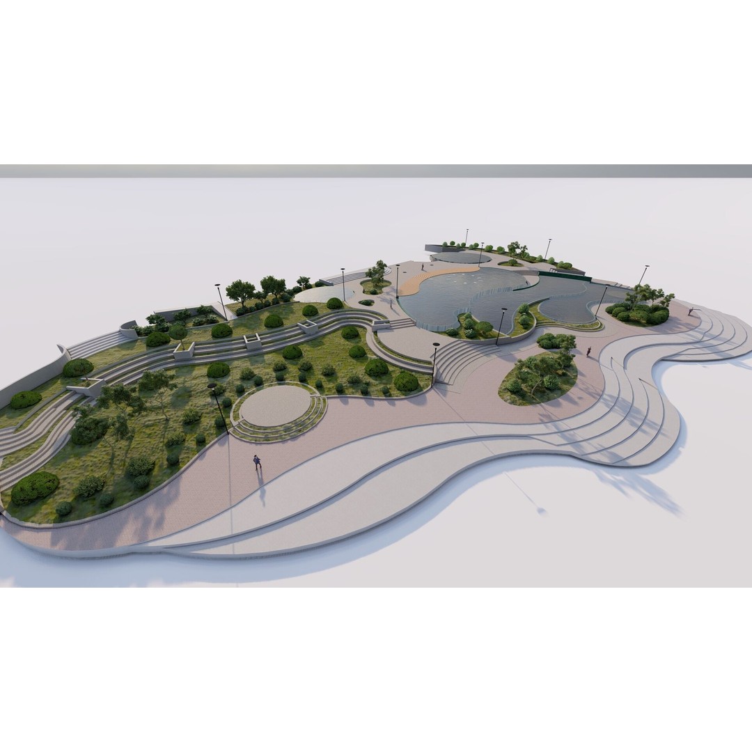 Private Park Landscape 3D Model – Modern Outdoor Environment, FBX - View 5