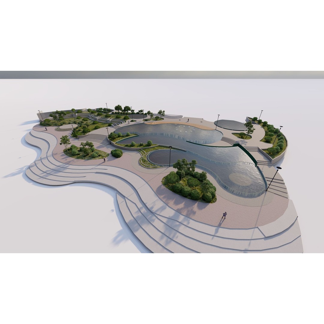 Private Park Landscape 3D Model – Modern Outdoor Environment, FBX - View 6