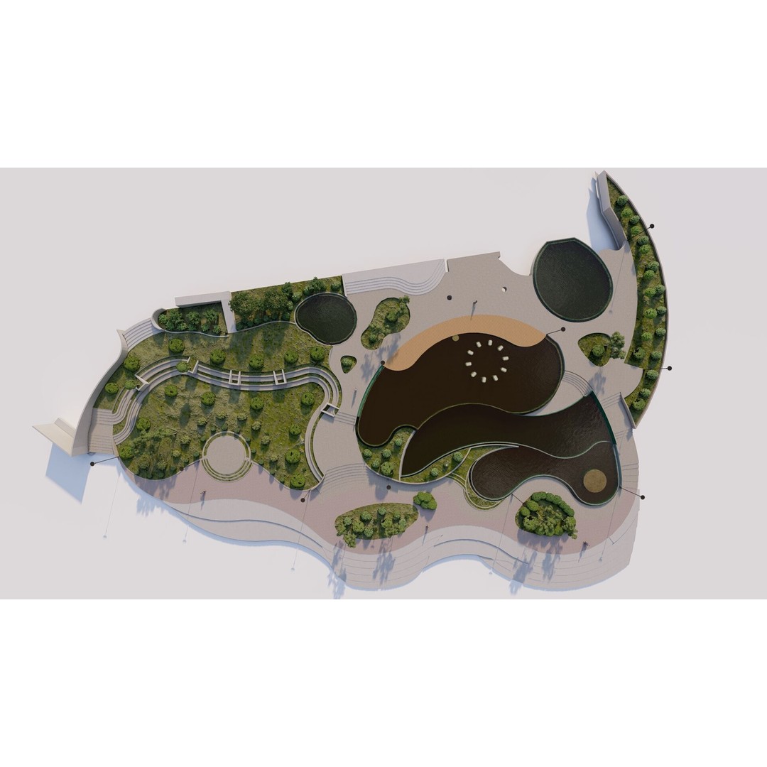Private Park Landscape 3D Model – Modern Outdoor Environment, FBX - View 7
