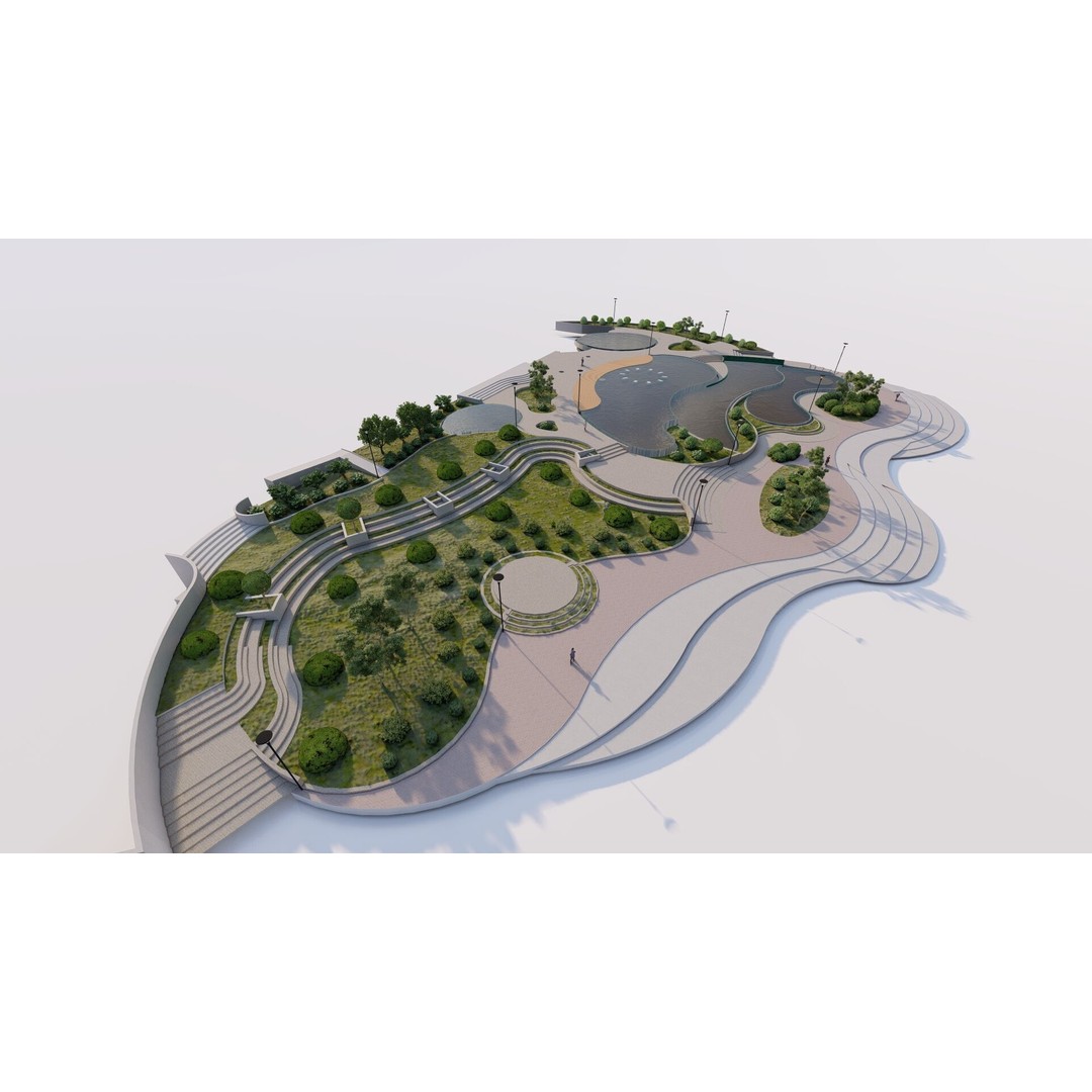 Private Park Landscape 3D Model – Modern Outdoor Environment, FBX - View 8