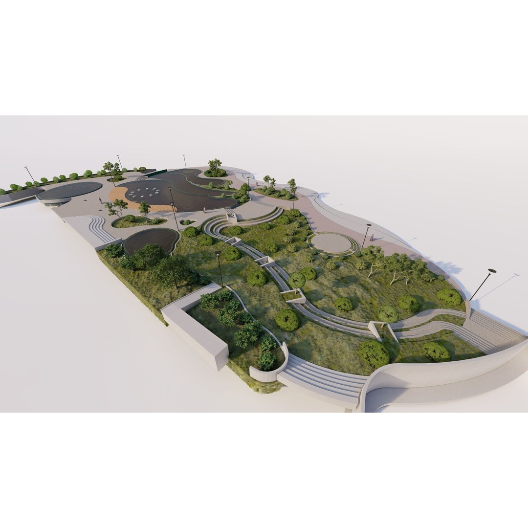 Private Park Landscape 3D Model – Modern Outdoor Environment, FBX - View 9