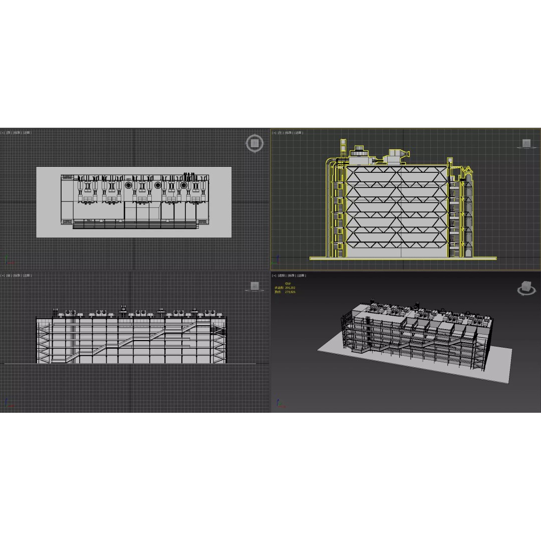 Centre Pompidou 3D Model – Low Poly Architectural Asset, FBX