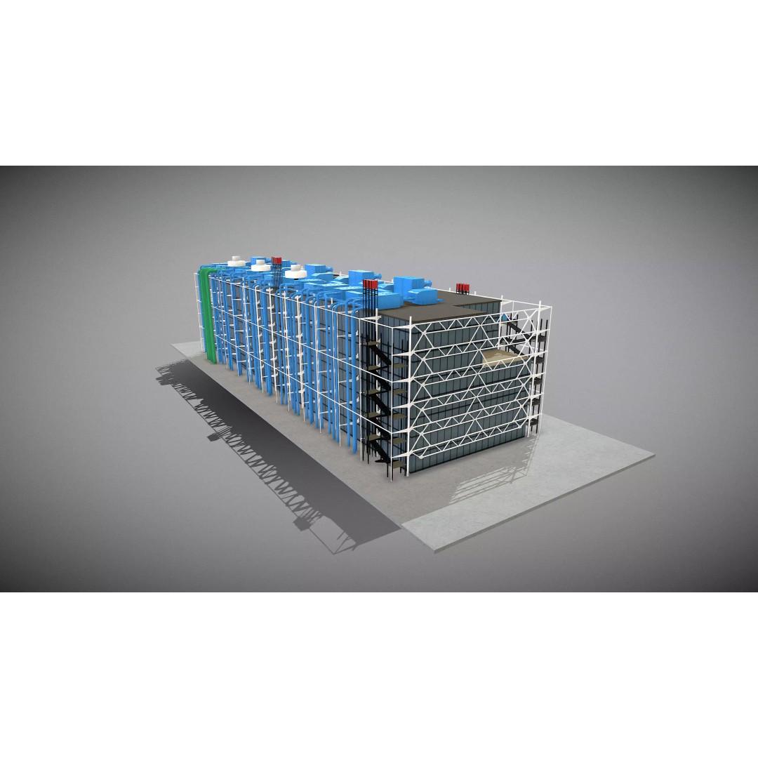 Centre Pompidou 3D Model – Low Poly Architectural Asset, FBX - View 10