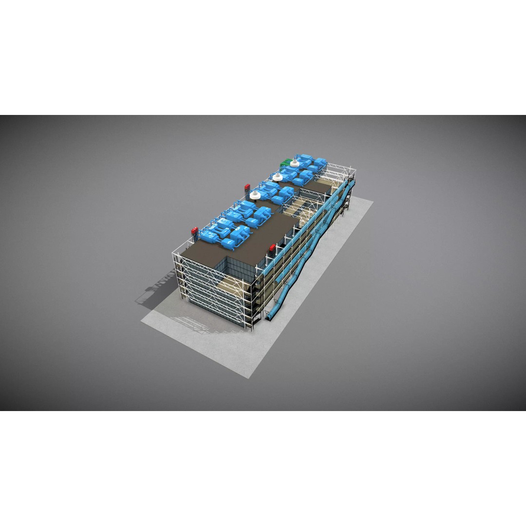 Centre Pompidou 3D Model – Low Poly Architectural Asset, FBX - View 12