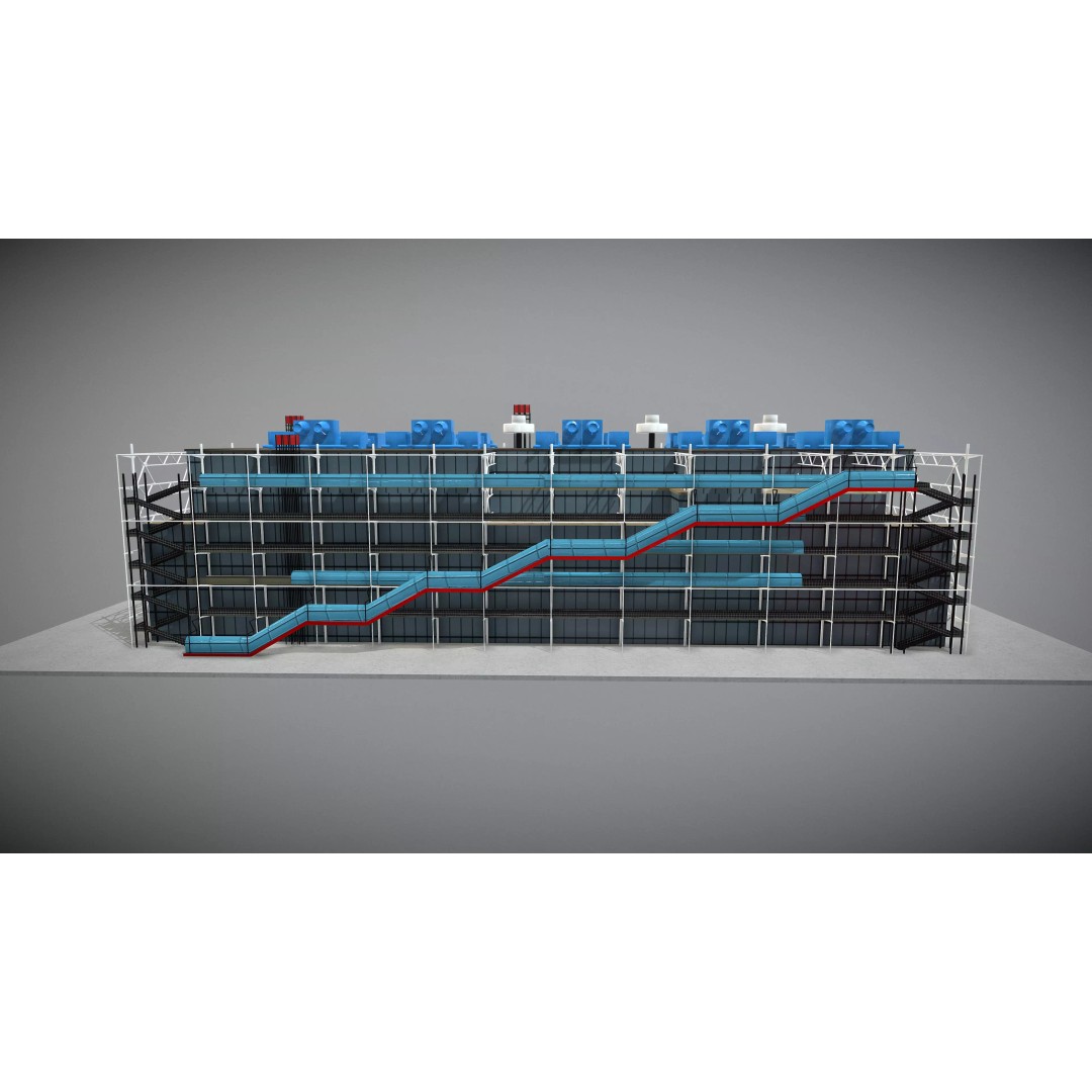 Centre Pompidou 3D Model – Low Poly Architectural Asset, FBX - View 2