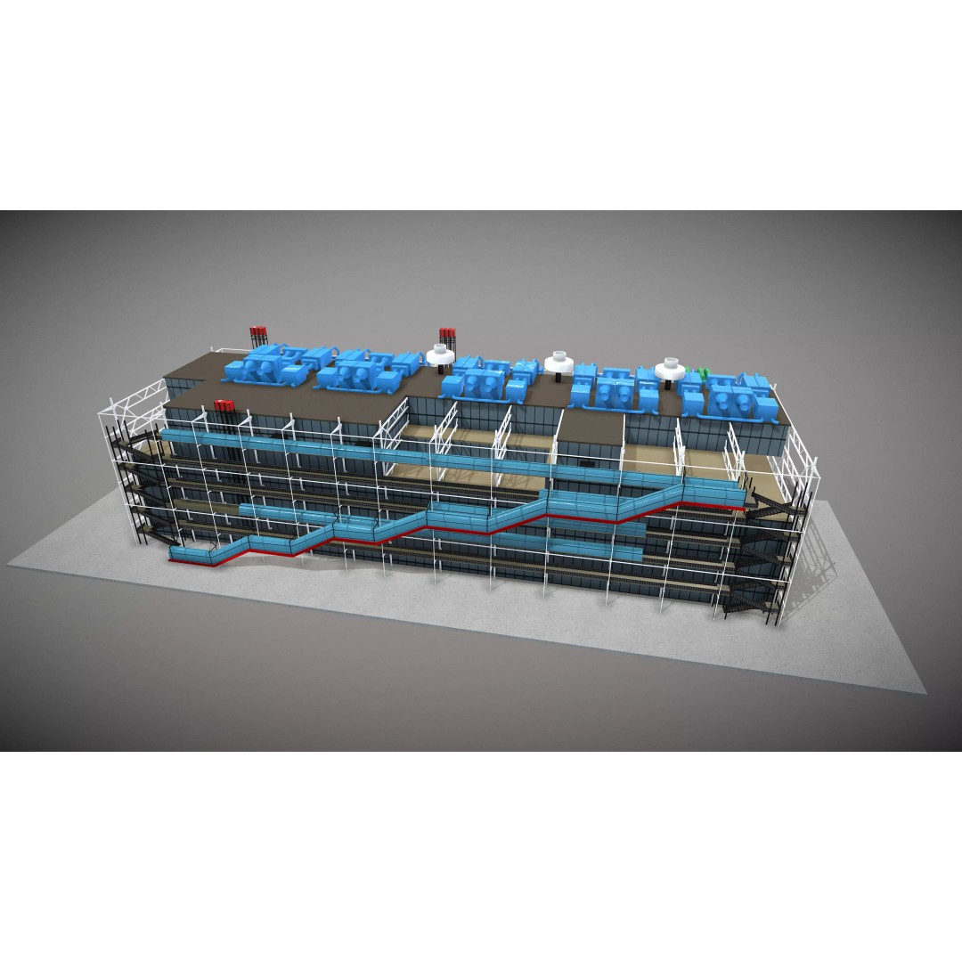 Centre Pompidou 3D Model – Low Poly Architectural Asset, FBX - View 5