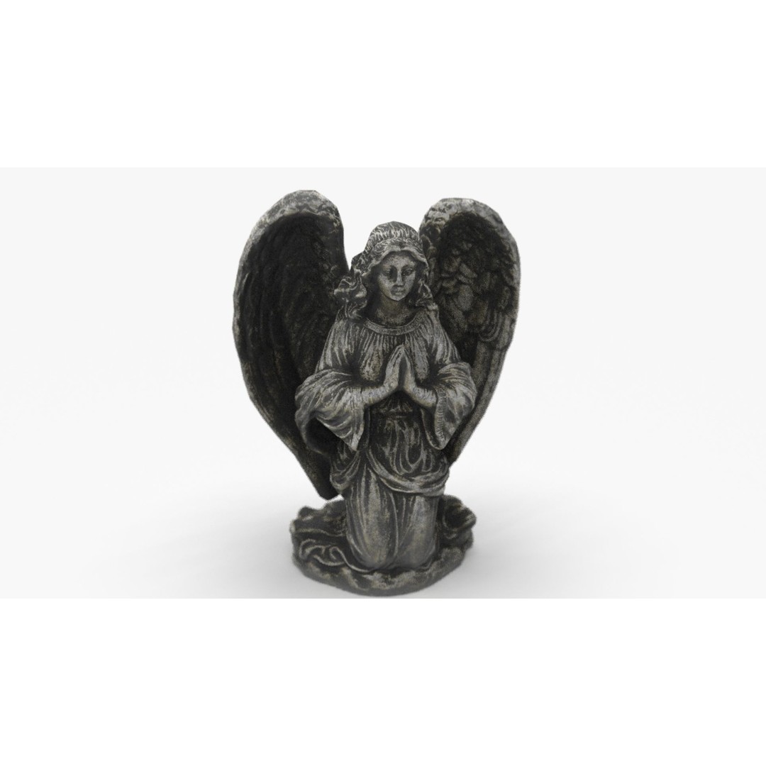 Praying Angel 3D Model – Low Poly Sculpture with PBR Textures - View 11