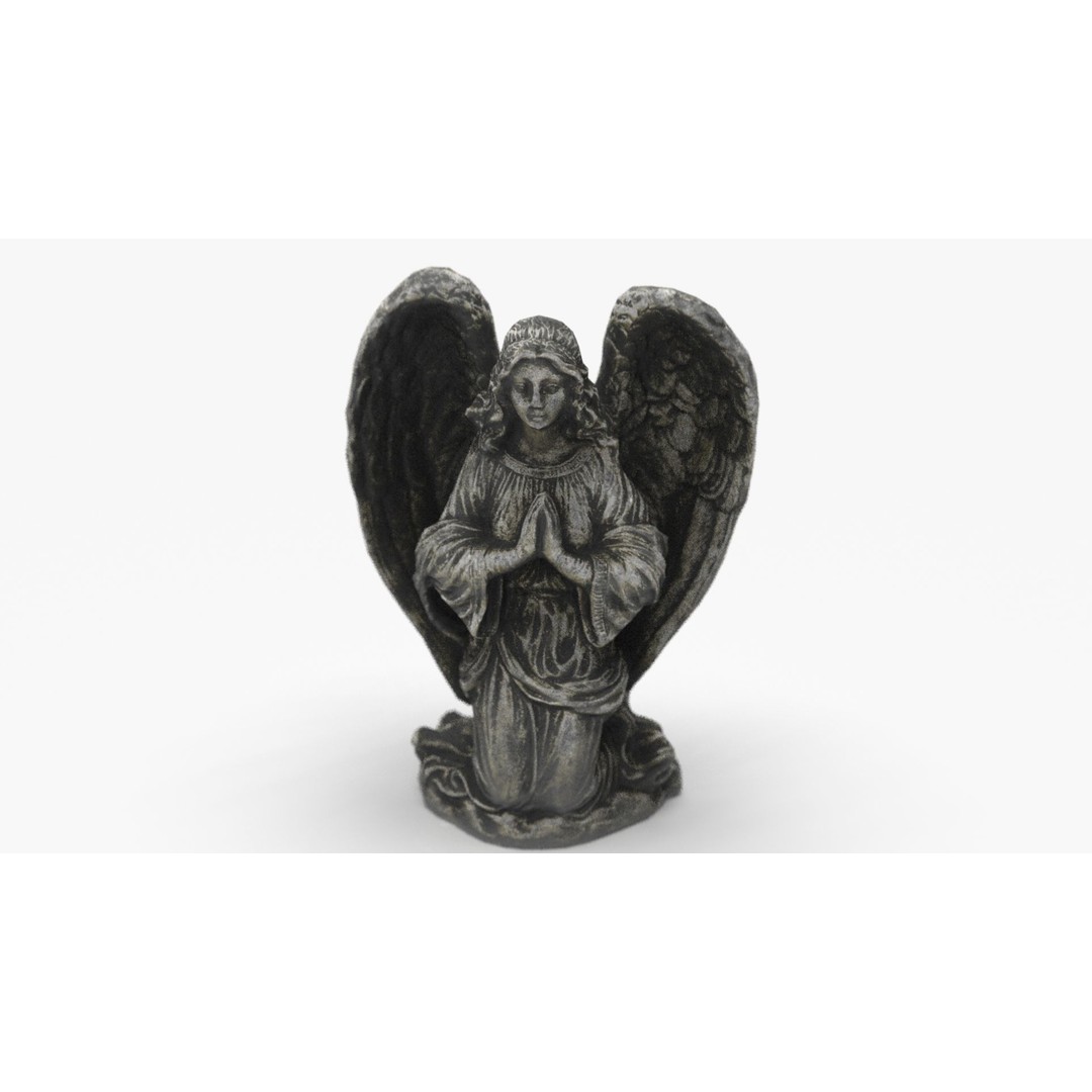 Praying Angel 3D Model – Low Poly Sculpture with PBR Textures - View 12