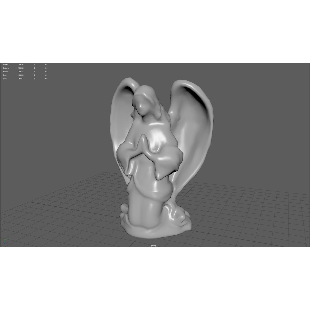 Praying Angel 3D Model – Low Poly Sculpture with PBR Textures - View 15