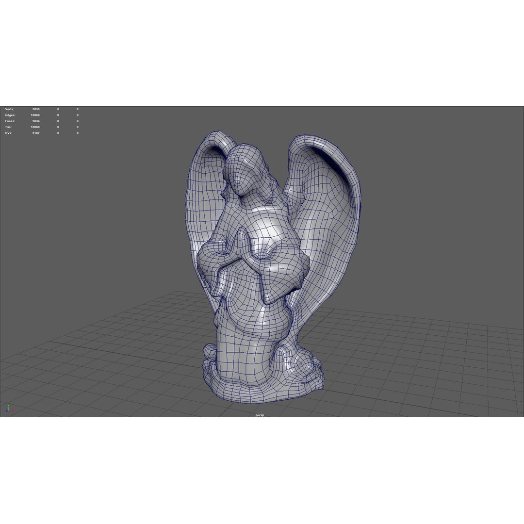 Praying Angel 3D Model – Low Poly Sculpture with PBR Textures - View 16