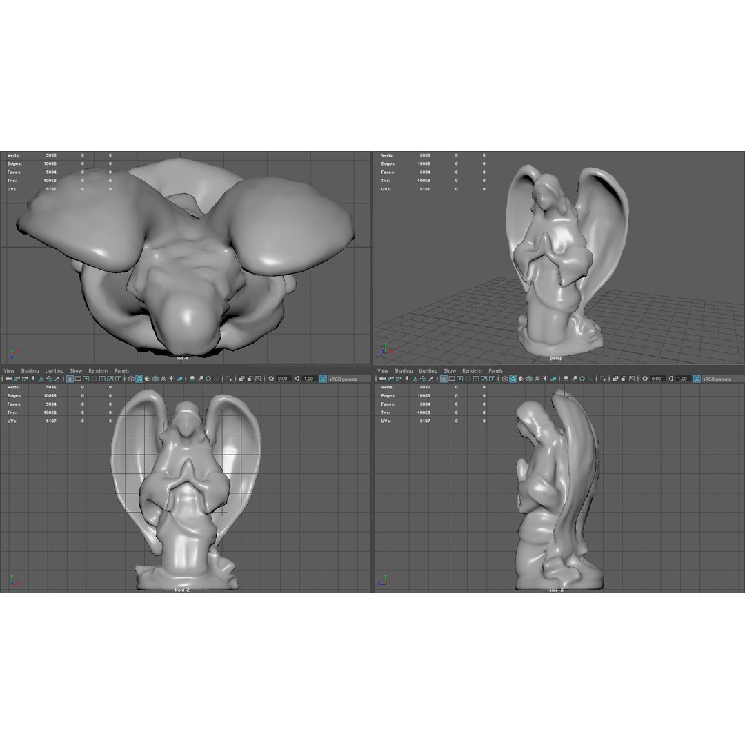 Praying Angel 3D Model – Low Poly Sculpture with PBR Textures - View 18