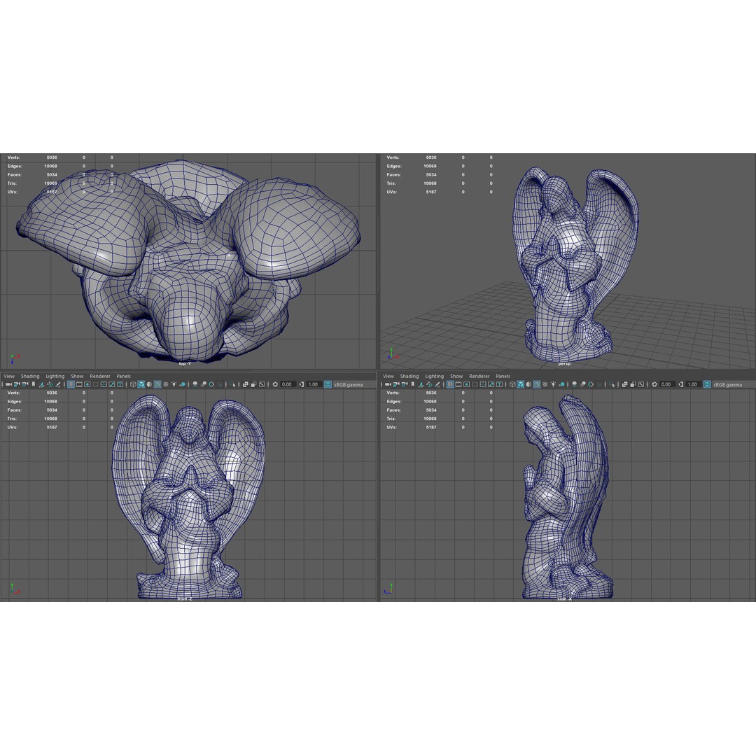 Praying Angel 3D Model – Low Poly Sculpture with PBR Textures - View 19