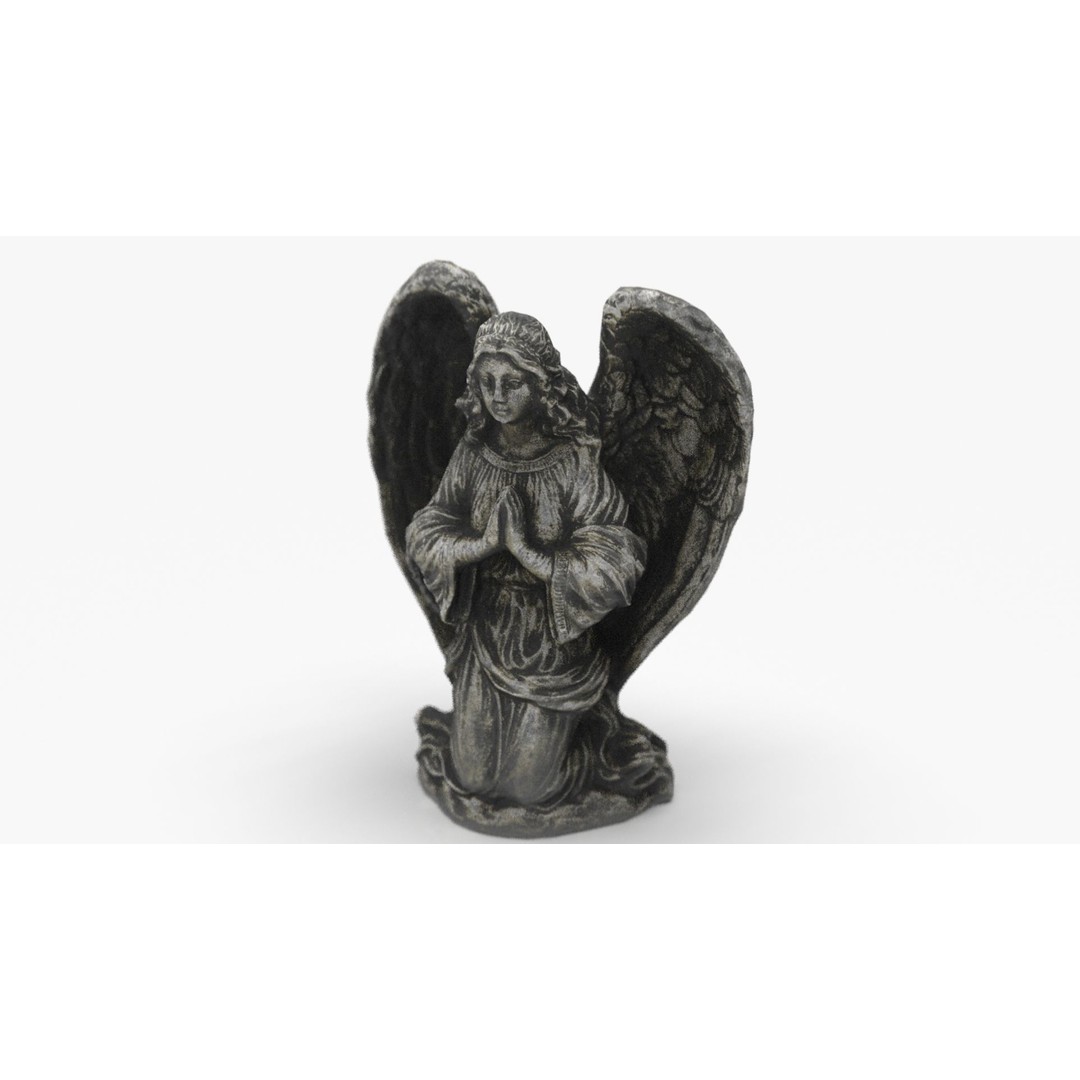 Praying Angel 3D Model – Low Poly Sculpture with PBR Textures - View 3