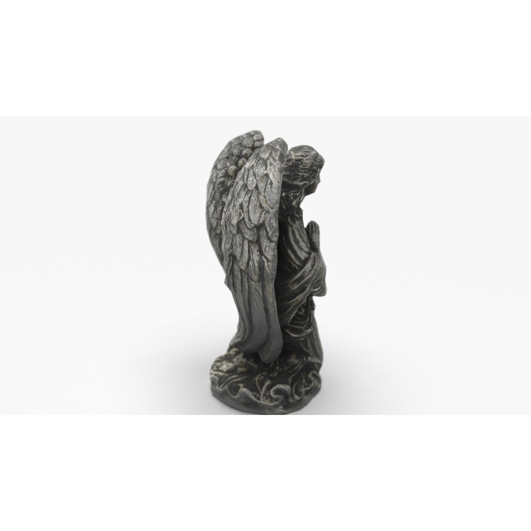 Praying Angel 3D Model – Low Poly Sculpture with PBR Textures - View 7