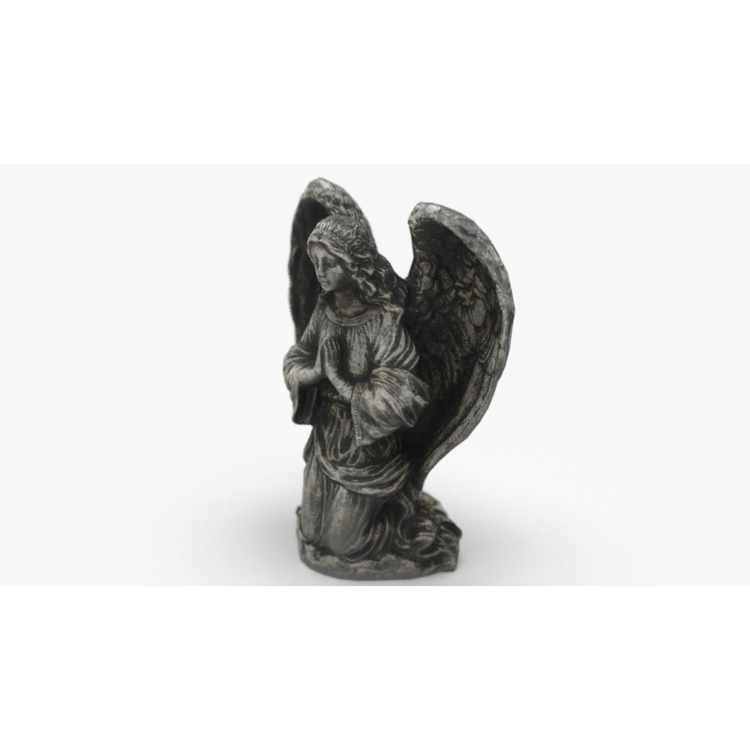 Praying Angel 3D Model – Low Poly Sculpture with PBR Textures - View 8