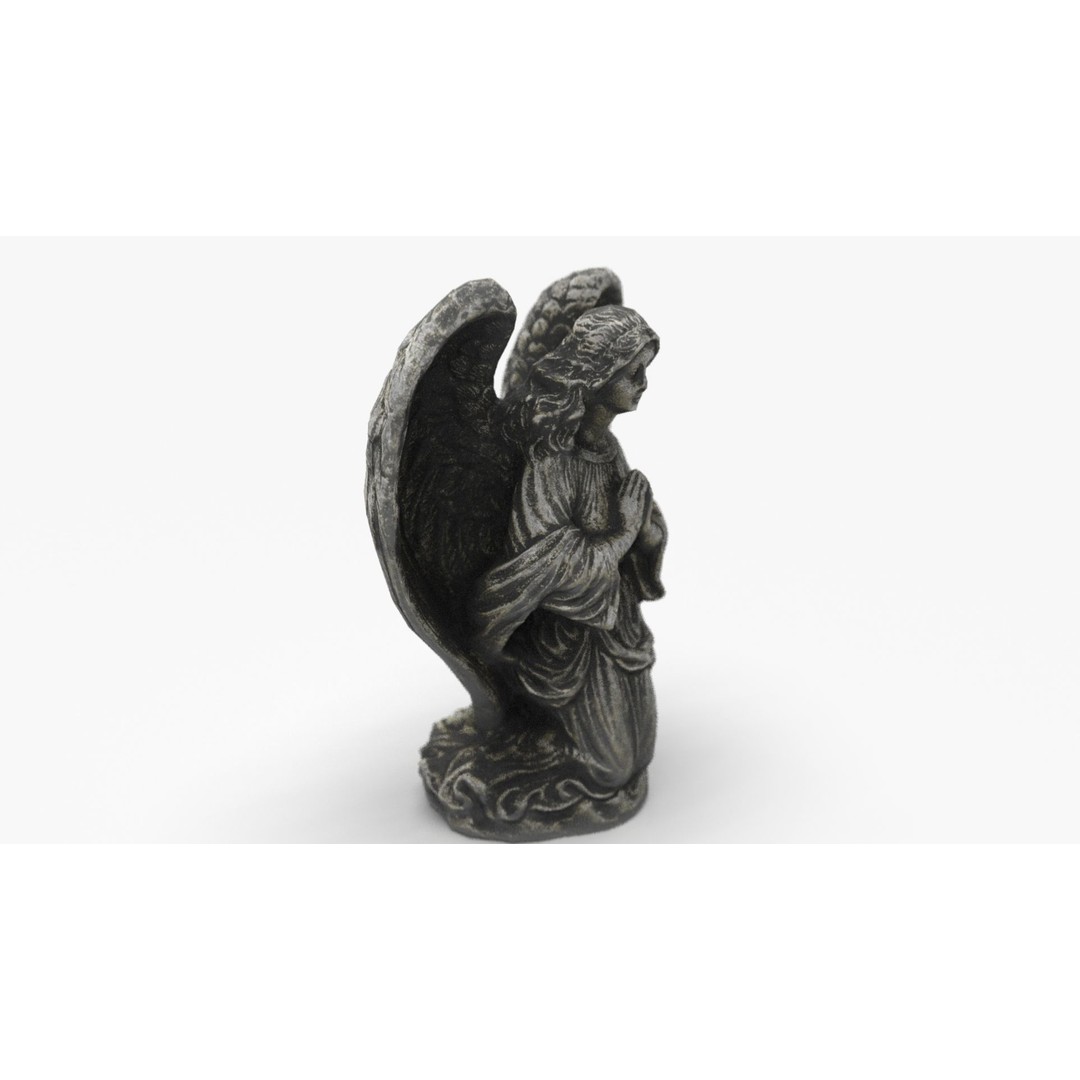 Praying Angel 3D Model – Low Poly Sculpture with PBR Textures - View 9