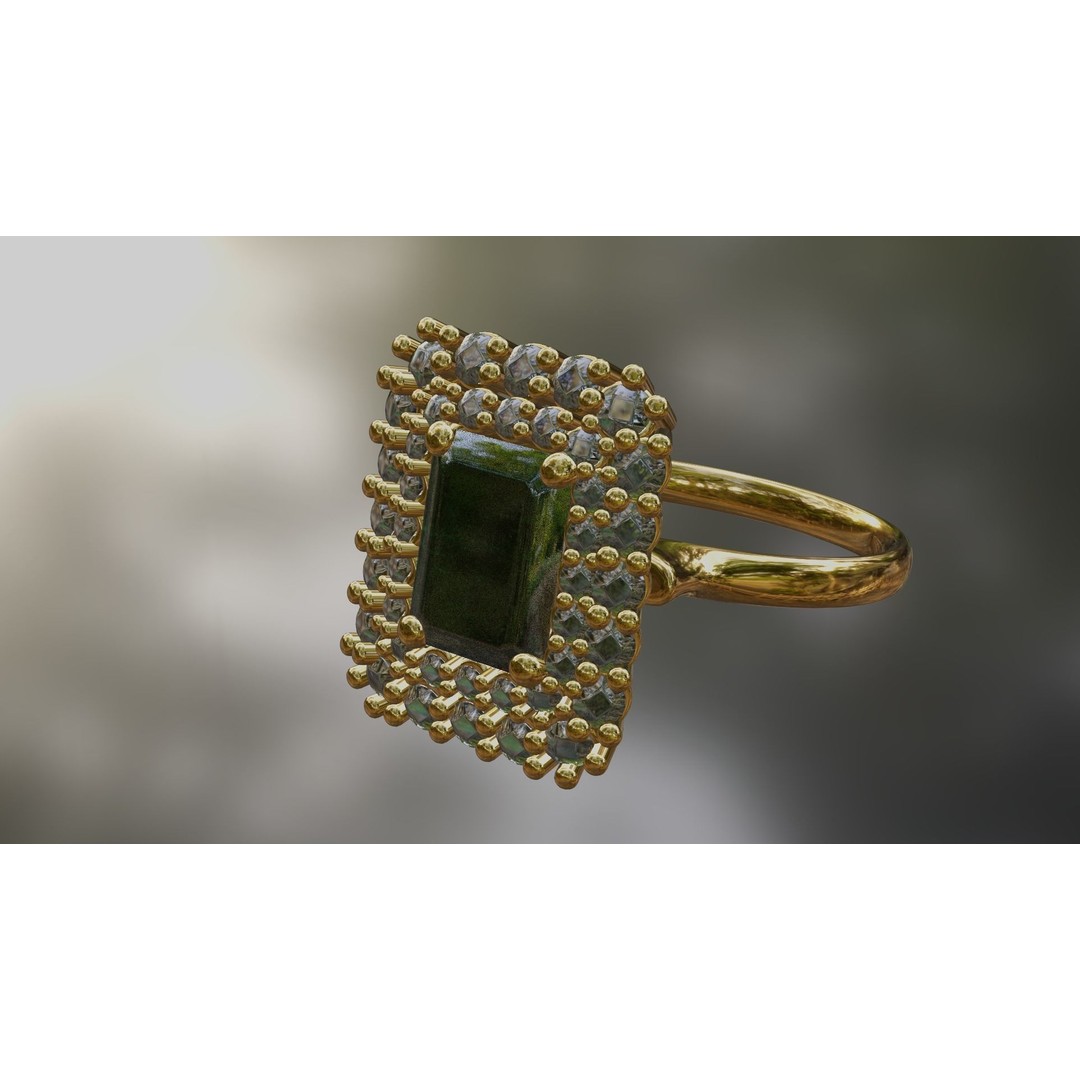 Mughal Emerald Ring 3D Model – Luxurious Jewelry Design, FBX, OBJ - View 10