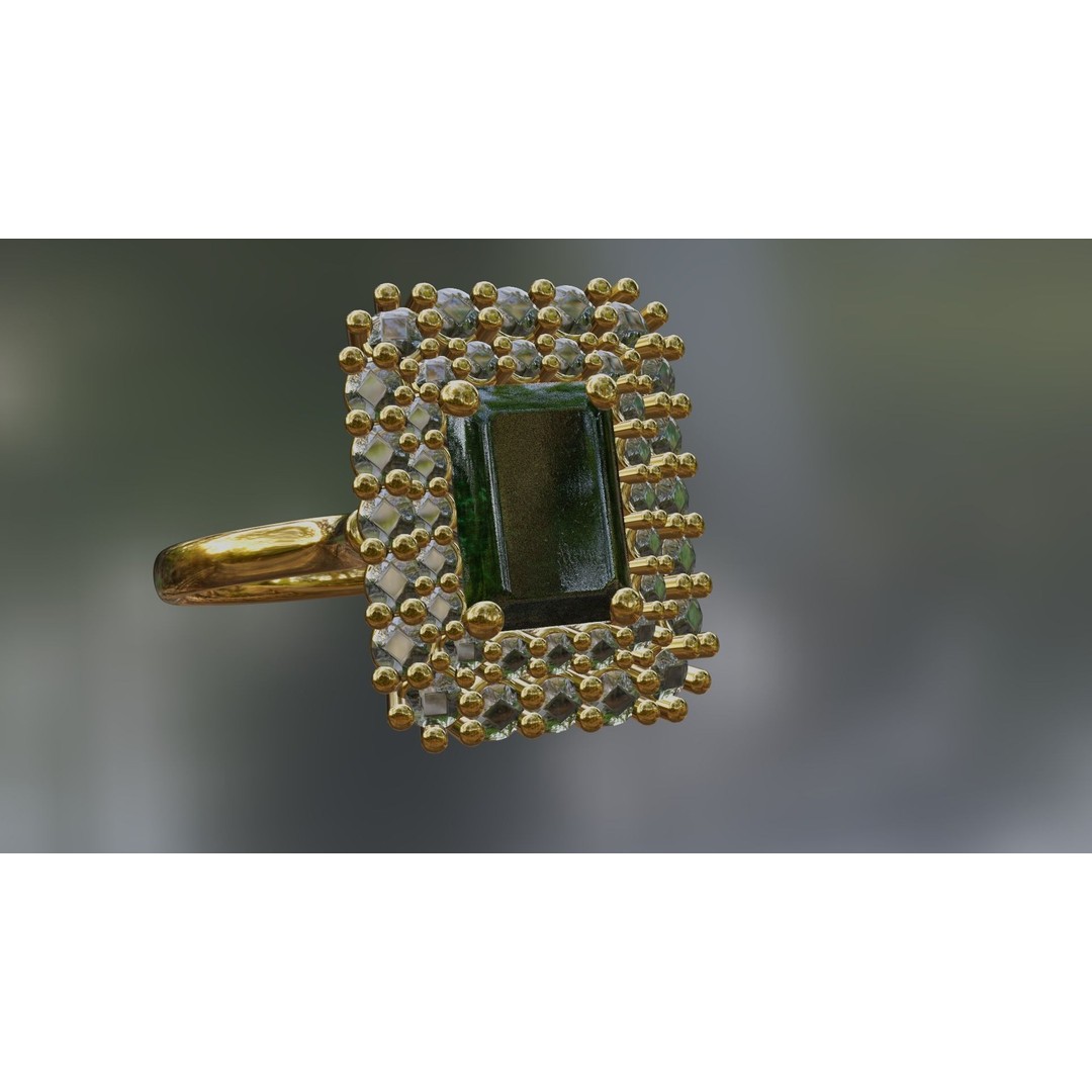 Mughal Emerald Ring 3D Model – Luxurious Jewelry Design, FBX, OBJ - View 8