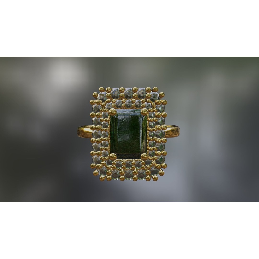 Mughal Emerald Ring 3D Model – Luxurious Jewelry Design, FBX, OBJ - View 9