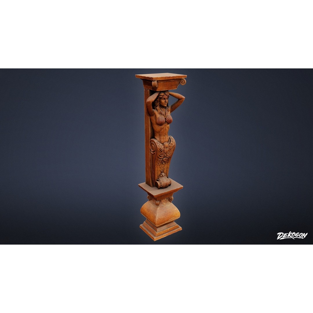 Wooden Pillar 3D Model – Low Poly Game Asset, FBX, PBR Textures