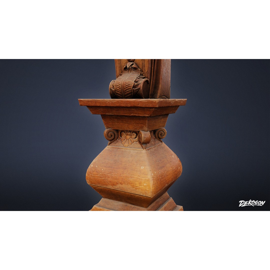 Wooden Pillar 3D Model – Low Poly Game Asset, FBX, PBR Textures - View 10