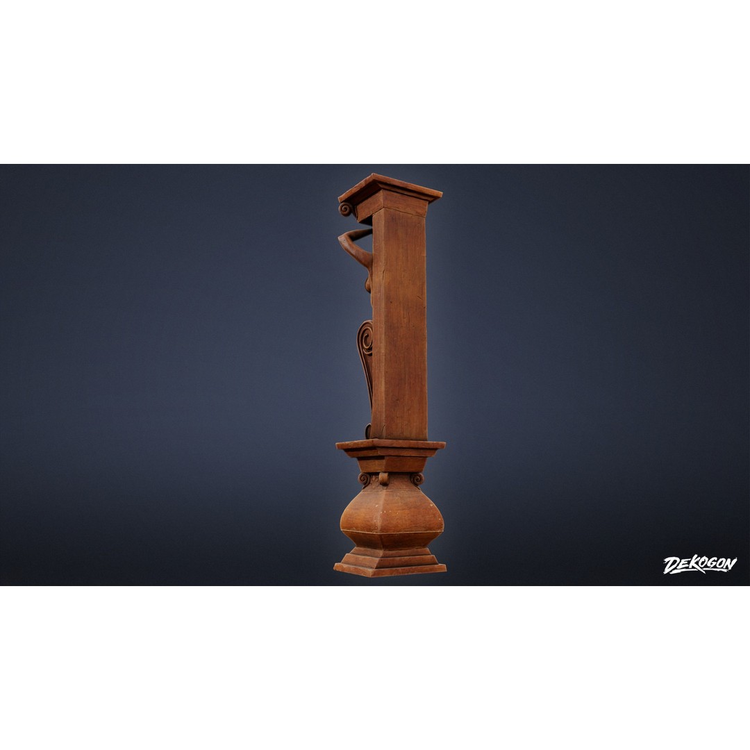 Wooden Pillar 3D Model – Low Poly Game Asset, FBX, PBR Textures - View 14
