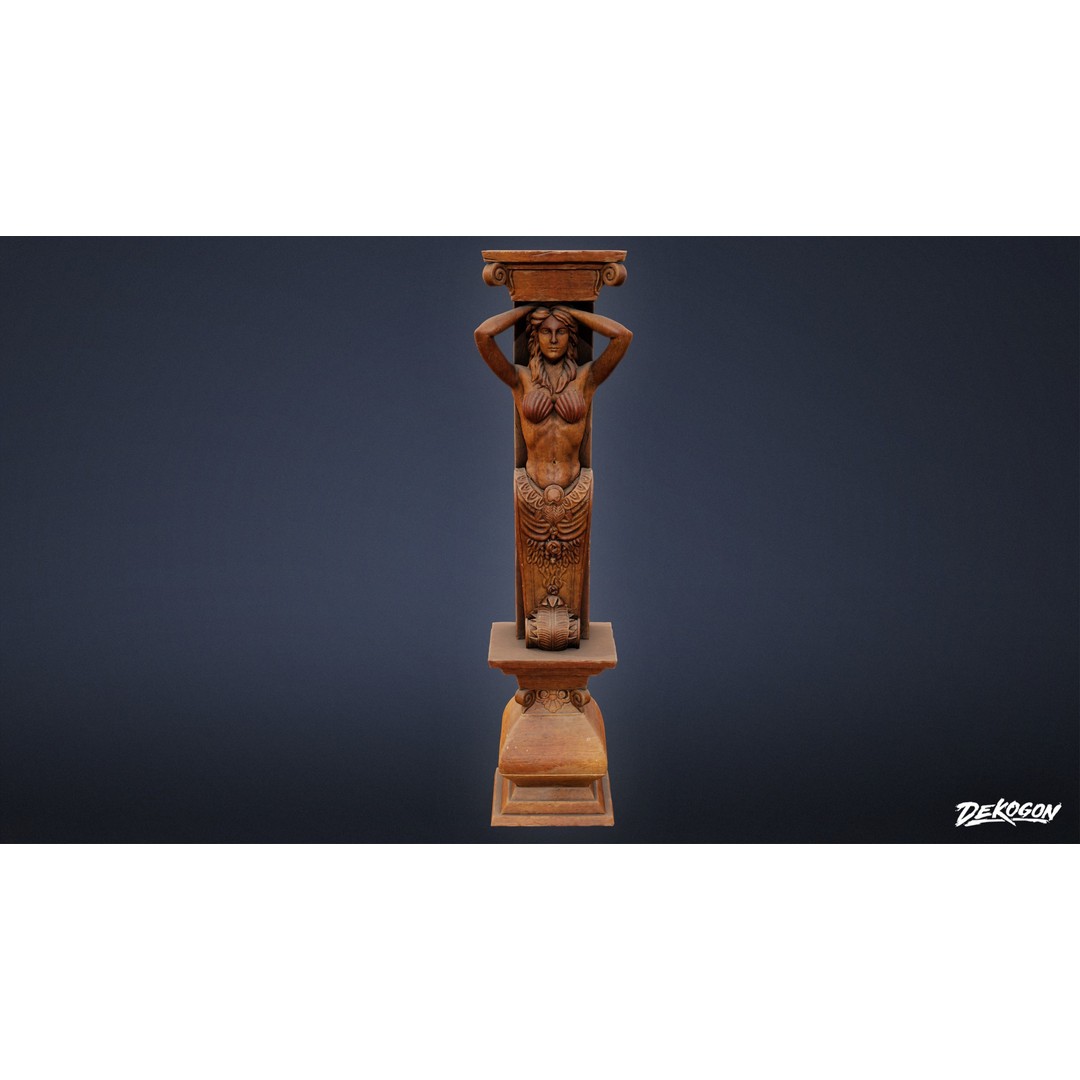 Wooden Pillar 3D Model – Low Poly Game Asset, FBX, PBR Textures - View 15