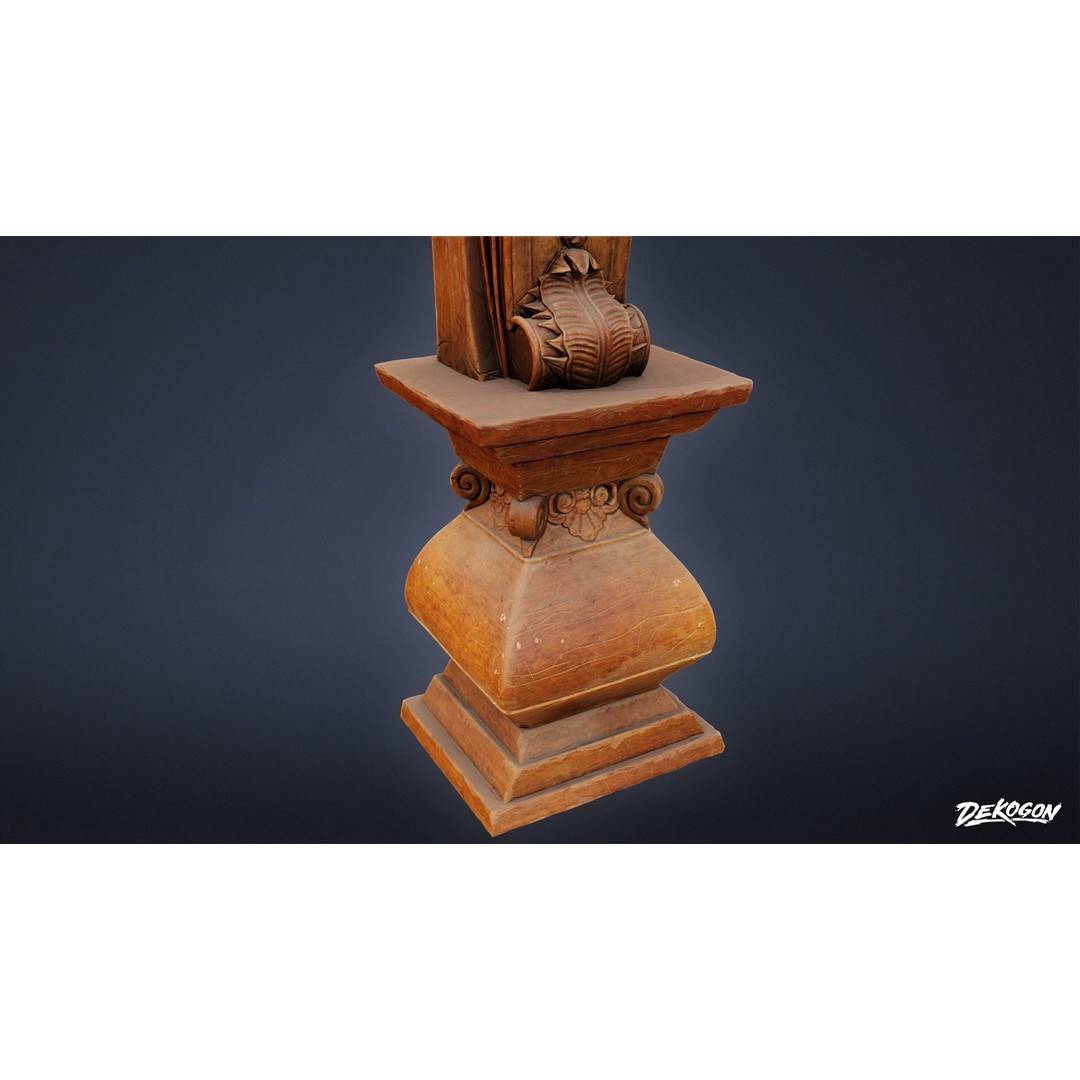 Wooden Pillar 3D Model – Low Poly Game Asset, FBX, PBR Textures - View 16