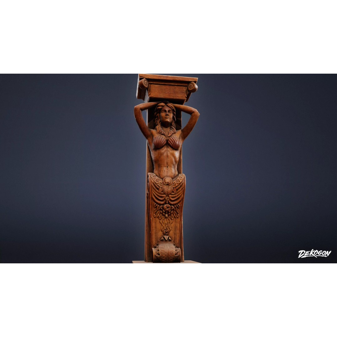 Wooden Pillar 3D Model – Low Poly Game Asset, FBX, PBR Textures - View 2