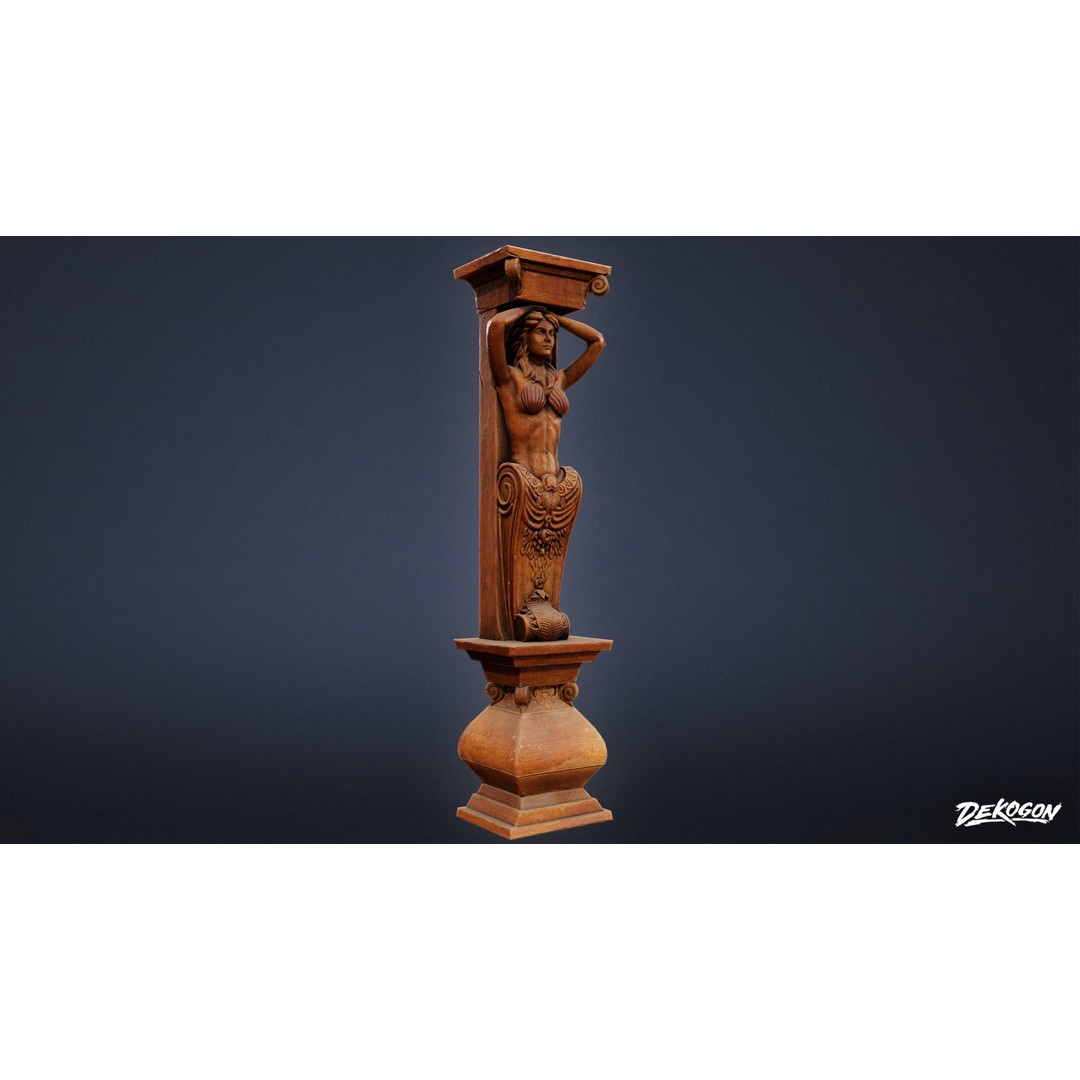 Wooden Pillar 3D Model – Low Poly Game Asset, FBX, PBR Textures - View 4