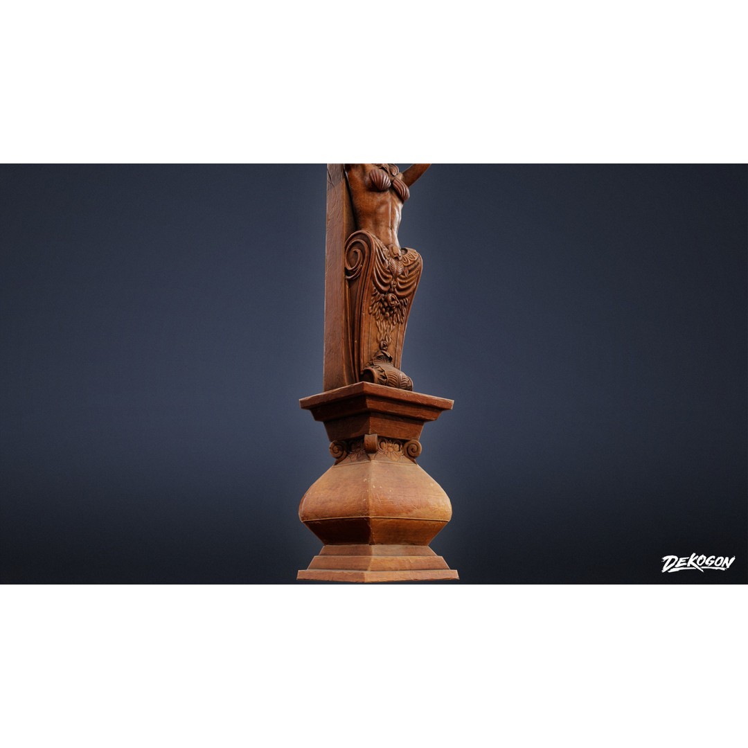 Wooden Pillar 3D Model – Low Poly Game Asset, FBX, PBR Textures - View 6